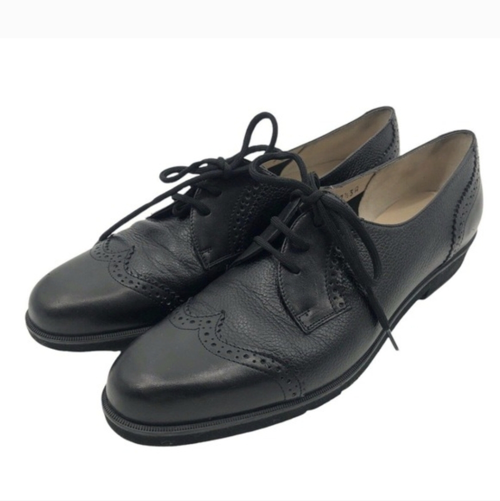 Salvatore Ferragamo Womens Black Oxford Flat Dress Shoes Sz 12